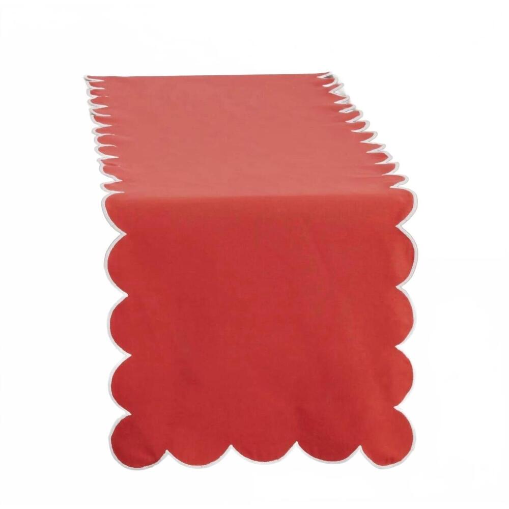 NEW SARO LIFESTYLE scallop table runner in red
